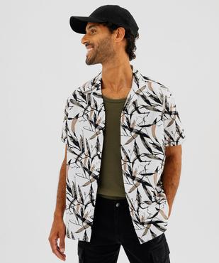 Chemise à manches courtes imprimée avec col cubain homme vue1 - GEMO (HOMME) - GEMO