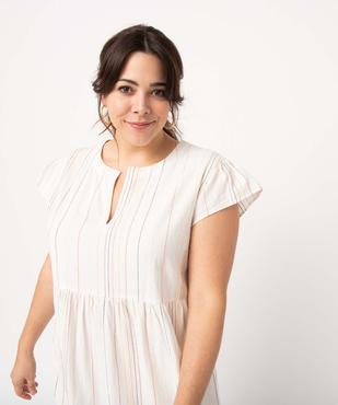 Robe femme grande taille à manches courtes col V et volant vue5 - GEMO (G TAILLE) - GEMO