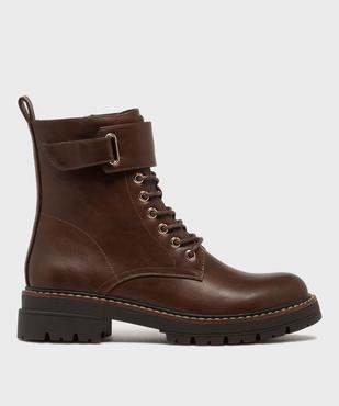 Boots montantes look rangers à épaisse semelle crantée femme vue1 - 5 MILES - GEMO