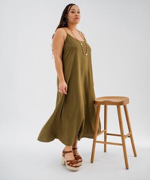 Robe longue à fines bretelles en maille froissée femme grande taille vue1 - GEMO 4G GT - GEMO