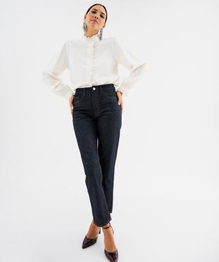 Jean straight cropped en denim pailleté femme vue5 - GEMO 4G FEMME - GEMO