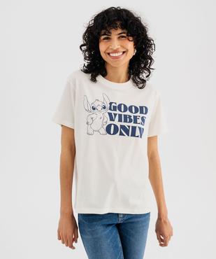 Tee-shirt manches courtes imprimé femme - Stitch  vue1 - LILO & STITCH - GEMO