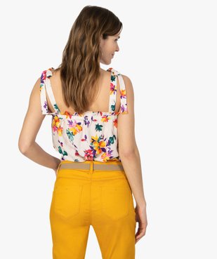 Débardeur femme à motifs fleuris et bretelles à nouer vue3 - GEMO(FEMME PAP) - GEMO