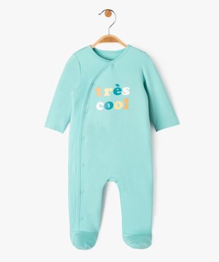 Pyjama dors-bien fermeture devant avec message bébé vue1 - GEMO 4G BEBE - GEMO