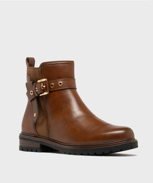 Boots femme à zip et détails suédés avec bride fantaisie  vue9 - GEMO (CASUAL) - GEMO