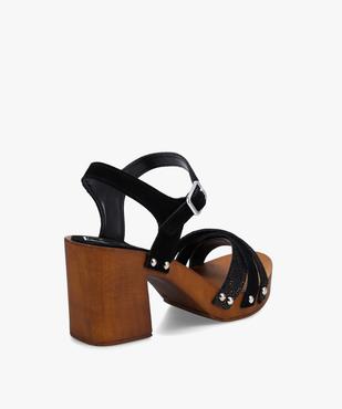 Sandales femme style sabots à talon dessus cuir - Taneo vue4 - TANEO - GEMO