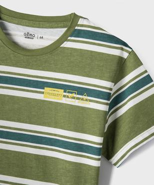 Tee-shirt manches courtes à rayures garçon vue2 - GEMO 4G GARCON - GEMO