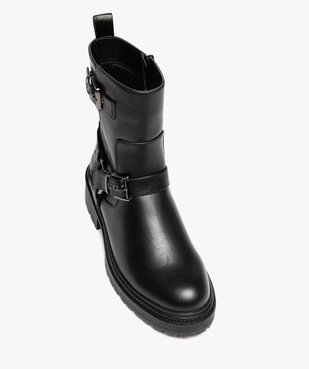 Boots femme crantées à zip avec brides à boucle fantaisie vue5 - 5 MILES - GEMO