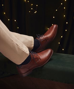 Derbies homme dessus en cuir uni à lacets ronds - Taneo vue1 - TANEO - GEMO