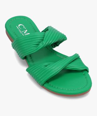 Mules femme unies à talon plat et brides matelassées vue5 - SANS MARQUE - GEMO