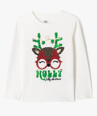 Tee-shirt manches longues spécial Noël fille vue1 - GEMO 4G FILLE - GEMO
