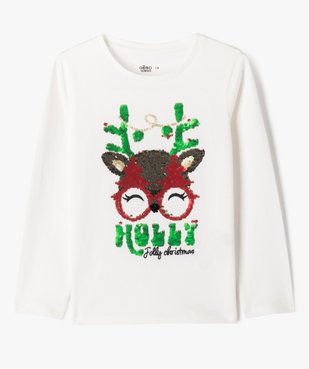 Tee-shirt manches longues spécial Noël fille vue1 - GEMO 4G FILLE - GEMO