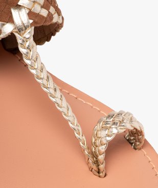 Mules femme en cuir tressé avec entre-doigts et bague orteil - Taneo vue6 - TANEO - GEMO