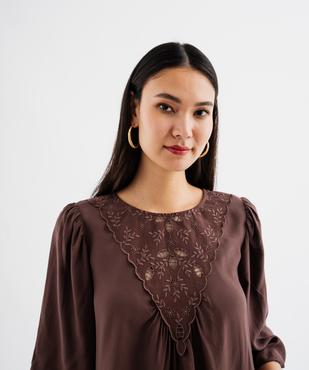 Blouse manches 3/4 avec empiècement brodé femme vue3 - GEMO(FEMME PAP) - GEMO