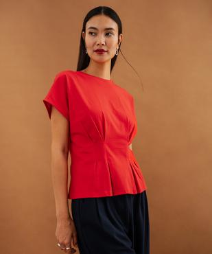 Tee-shirt uni col rond cintré femme vue1 - GEMO(FEMME PAP) - GEMO