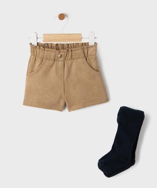 Ensemble 2 pièces short en suédine + collant épais bébé fille - LuluCastagnette vue1 - LULUCASTAGNETTE - GEMO