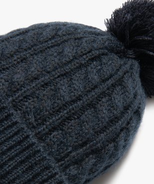 Bonnet en maille torsadée avec pompon bébé garçon vue2 - GEMO(BEBE DEBT) - GEMO