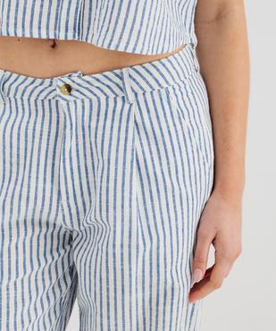 Pantalon large en coton rayé et texturé femme vue2 - GEMO(FEMME PAP) - GEMO