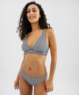 Haut de maillot de bain rayé forme triangle femme - LuluCastagnette vue3 - LULUCASTAGNETTE - GEMO