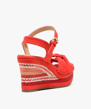 Sandales femme en suédine à talon compensé multimatières vue4 - GEMO(URBAIN) - GEMO