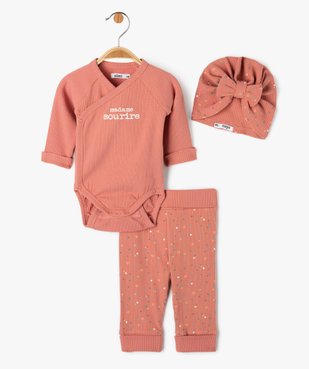Ensemble de naissance évolutif 3 pièces : body + legging + bonnet vue2 - GEMO 4G BEBE - GEMO