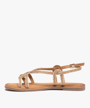Sandales femme à talon plat et brides en cuir – Taneo vue3 - TANEO - GEMO