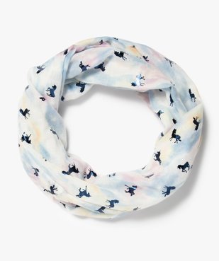 Foulard fille forme snood multicolore à motifs licornes vue1 - GEMO 4G FILLE - GEMO