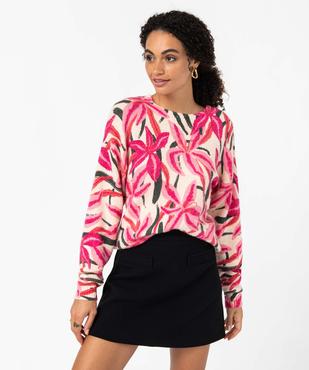 Pull femme en maille imprimée vue1 - GEMO(FEMME PAP) - GEMO