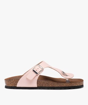 Mules femme à talon plat et bride entre-doigts en cuir vue1 - GEMO (CASUAL) - GEMO