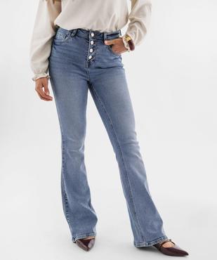 Jean bootcut taille haute en denim stretch femme vue1 - GEMO 4G FEMME - GEMO