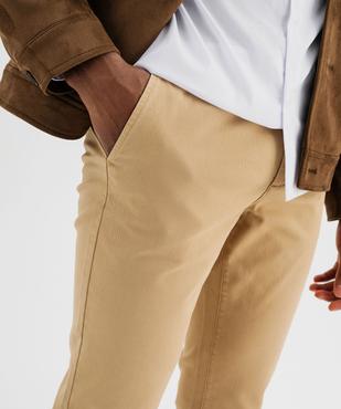 Pantalon chino coupe slim en toile de coton stretch au coloris unique homme vue2 - GEMO 4G HOMME - GEMO