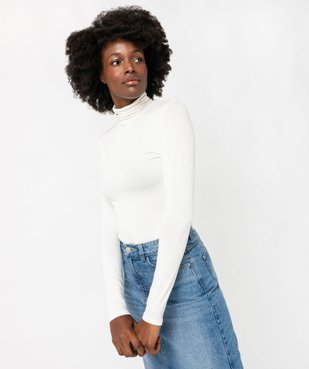 Tee-shirt manches longues à col roulé femme vue1 - GEMO 4G FEMME - GEMO