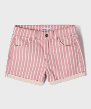 Short en toile de coton rayée fille vue1 - GEMO 4G FILLE - GEMO