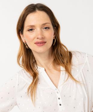 Tee-shirt à manches longues imprimé avec col boutonné femme vue5 - GEMO 4G FEMME - GEMO