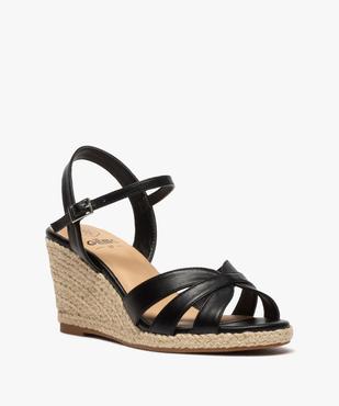 Sandales femme à talon compensé brillant et brides unies vue2 - GEMO(URBAIN) - GEMO