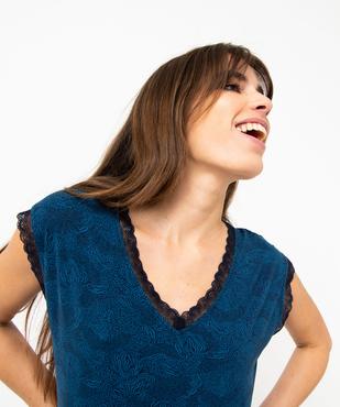 Tee-shirt femme imprimé avec finitions dentelle vue2 - GEMO 4G FEMME - GEMO