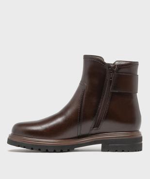 Boots plat dessus cuir avec semelle crantée femme - Tanéo vue3 - TANEO - GEMO