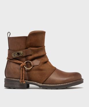 Boots zippées à tige plissée femme vue1 - EMILIA ROSA - GEMO