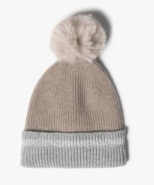Bonnet femme bicolore avec pompon vue1 - GEMO (ACCESS) - GEMO