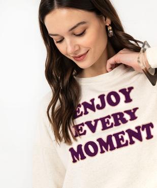 Sweat avec inscription velours et paillettes femme vue2 - GEMO(FEMME PAP) - GEMO