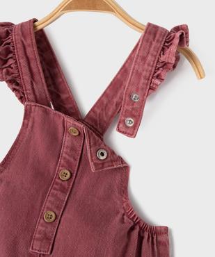 Salopette en jean colorée avec entrejambe zippé bébé fille vue2 - GEMO 4G BEBE - GEMO