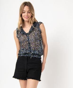 Tee-shirt sans manches en voile fleuri femme vue2 - GEMO(FEMME PAP) - GEMO