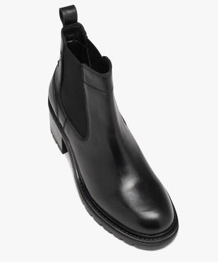 Boots femme à talon en cuir uni style Chelsea vue5 - GEMO(URBAIN) - GEMO