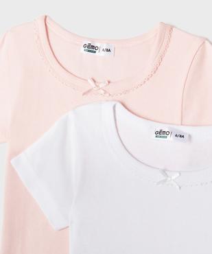 Tee-shirt manches courtes en coton biologique fille (lot de 2) vue2 - GEMO 4G FILLE - GEMO