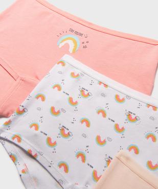 Boxers en coton stretch à motifs positifs fille (lot de 3) vue2 - GEMO 4G FILLE - GEMO