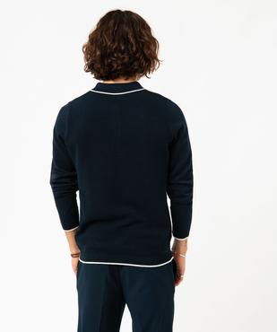 Pull col polo en maille piquée homme vue3 - GEMO 4G HOMME - GEMO