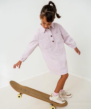 Robe chemise courte à manches longues en velours côtelée fille vue1 - GEMO (ENFANT) - GEMO
