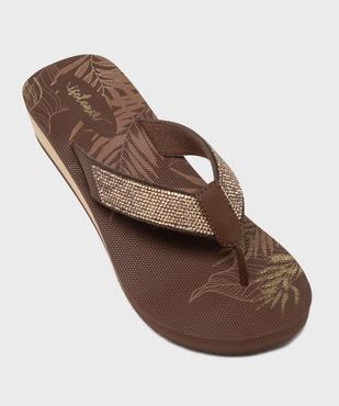 Tongs de plage à strass à talon compensé femme - Isotoner vue5 - ISOTONER - GEMO