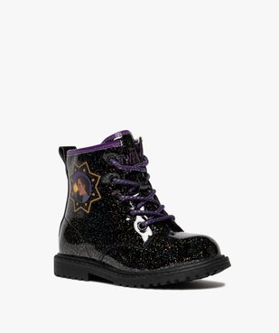 Boots fille vernies à paillettes avec zip intérieur et lacets Wish - Disney vue2 - WISH - GEMO
