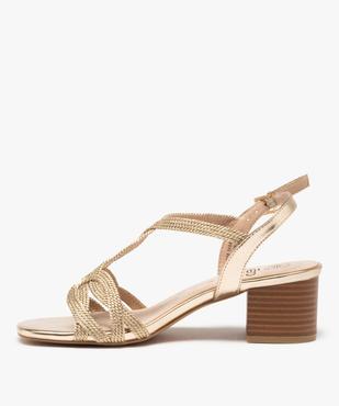 Sandales femme à talon et brides métallisées en cordelette vue3 - GEMO(URBAIN) - GEMO